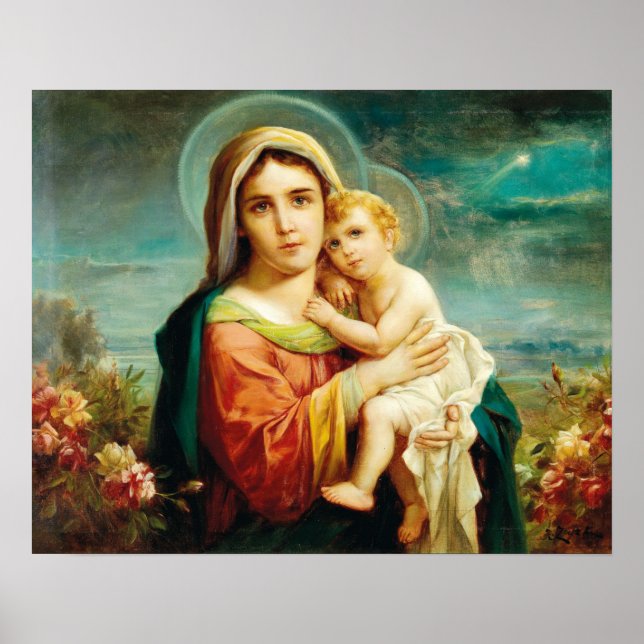 Madonna avec enfant par Hans Zatzka - poster (Devant)