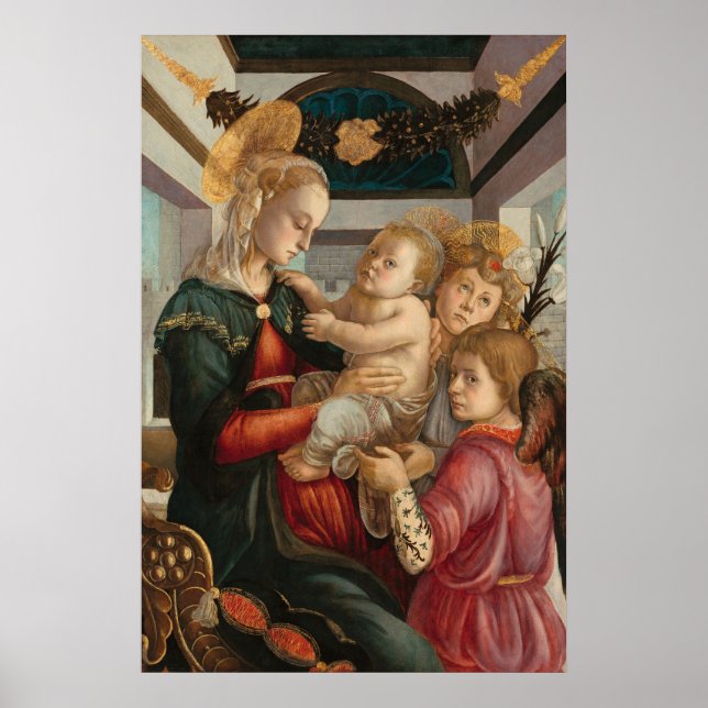 Madonna & Child, Sandro Botticelli Poster d'Art (Devant)