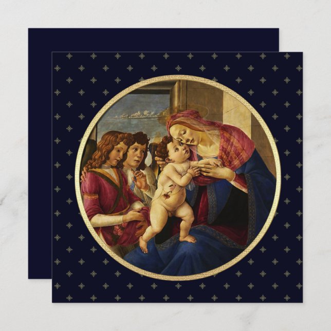 Madonna de Botticelli. Cartes de Noël religieuses (Devant / Derrière)