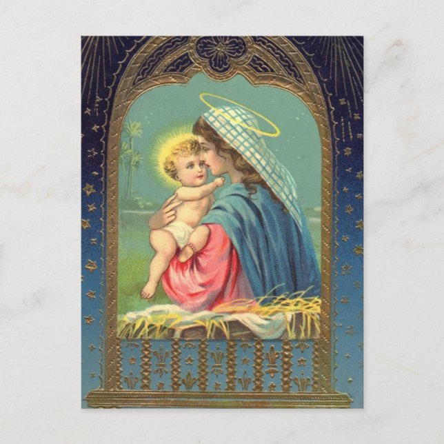 Madonna et carte postale de vacances de Noël (Devant)