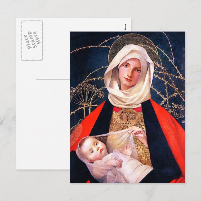 Madonna et Child. Cartes postales de Noël (Devant / Derrière)