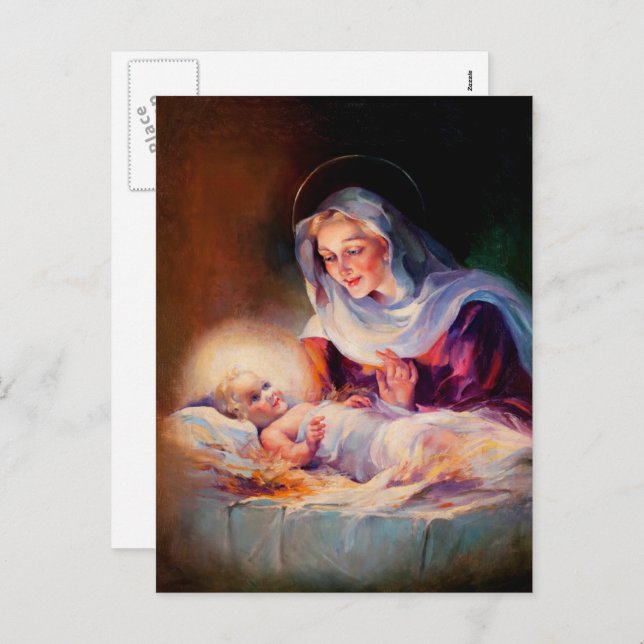 Madonna et Child. Cartes postales de Noël (Devant / Derrière)