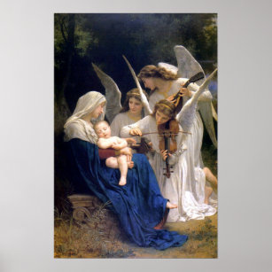 Madonna et Enfant avec affiche d'anges