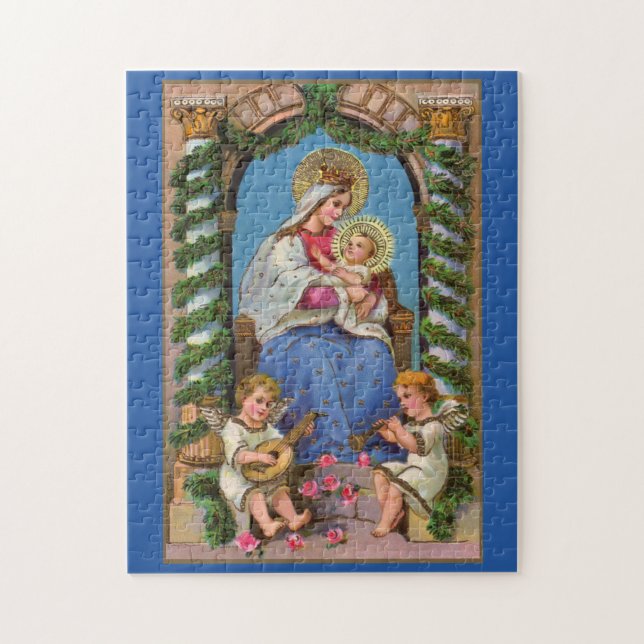 Madonna Et Enfant Avec Angles Jigsaw Puzzle (Vertical)
