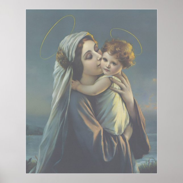 Madonna et Enfant Jésus Poster vintage Imprimer Ar (Devant)