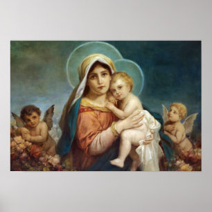 Madonna et Enfant par Hans Zatzka - poster