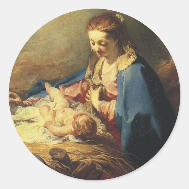 Madonna victorien et autocollant de Noël d'enfant (Devant)