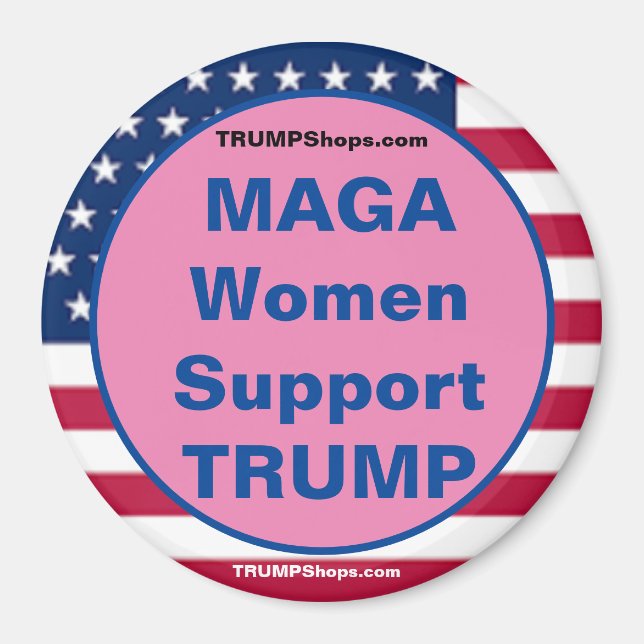 MAGA Femmes soutien TRUMP Pink Patriotic aimant (Devant)