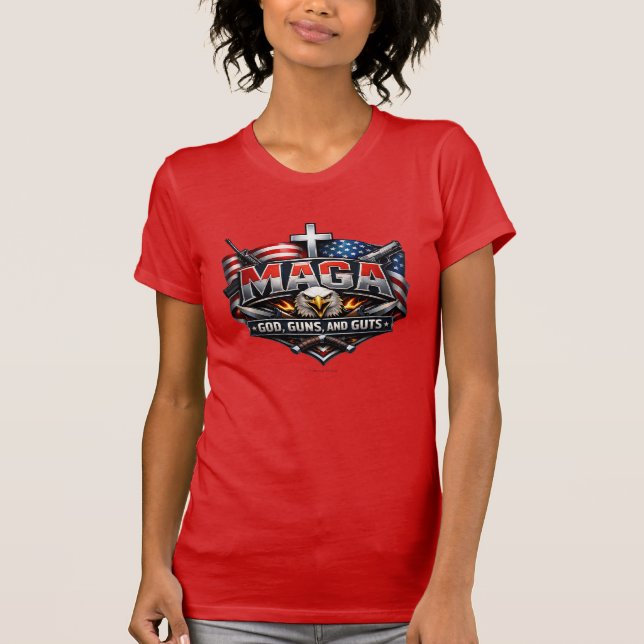 MAGA: God, Guns, and Guts - T-Shirt (Devant)