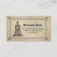 magasin d'antiquités ou carte de visite d'objet de