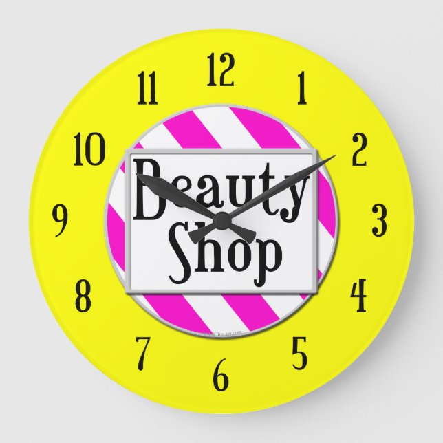 Magasin de beauté rose blanc jaune rétro horloge m (Recto)