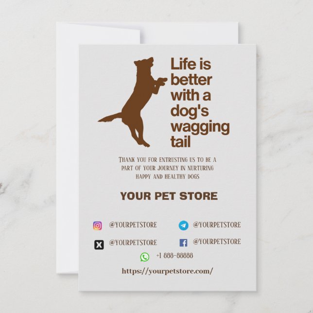 magasin de chiens de carte de remerciements (Devant)