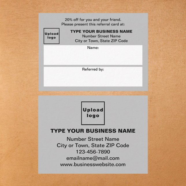 Magasinez ou achetez une carte de référence en gri (Business gray referral card for for your customers and their family, relatives or friends.)