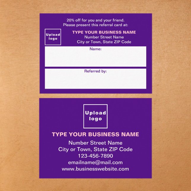 Magasinez ou achetez une carte de référence pour e (Business purple referral card for for your customers and their family, relatives or friends.)