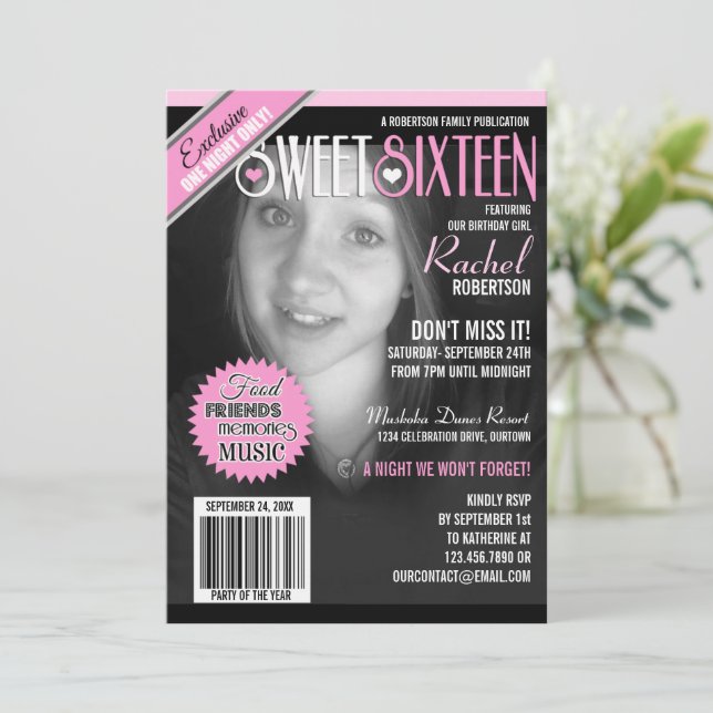 Magazine Cover Sweet 16 Party Invitation (Debout devant)