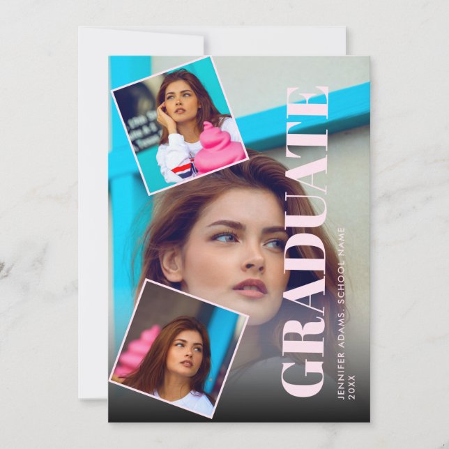Magazine moderne 3 Photos Faire-part de diplôme (Devant)