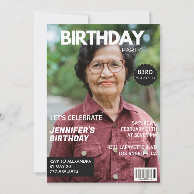 Magazine Photo Invitations de 83e anniversaire pou (Devant)