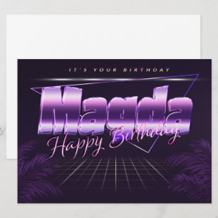 Magda Nom Prénom carte rétro lilas anniversaire