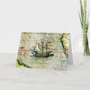 Magellans navire Victoria, Antique Carte Océan Pac