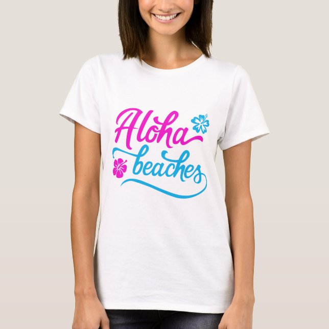 Magenta Aloha Plages Pun Été T-Shirt (Devant)