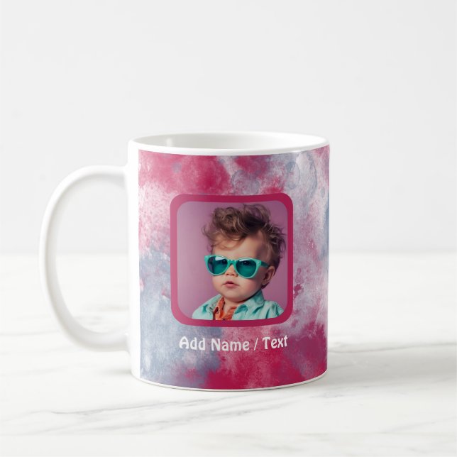 Magenta Aquarelle Laver et Mug photo personnalisab (Gauche)
