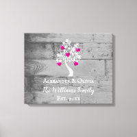 Magenta Arbre des Coeurs Toile Mariage Imprimer
