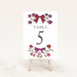 Magenta Boho Bows Numéro de table du Mariage<br><div class="desc">Numéro de table Boho et mariage rustique avec illustration dessinée à la main de rubans avec des fleurs en couleur magenta.</div>