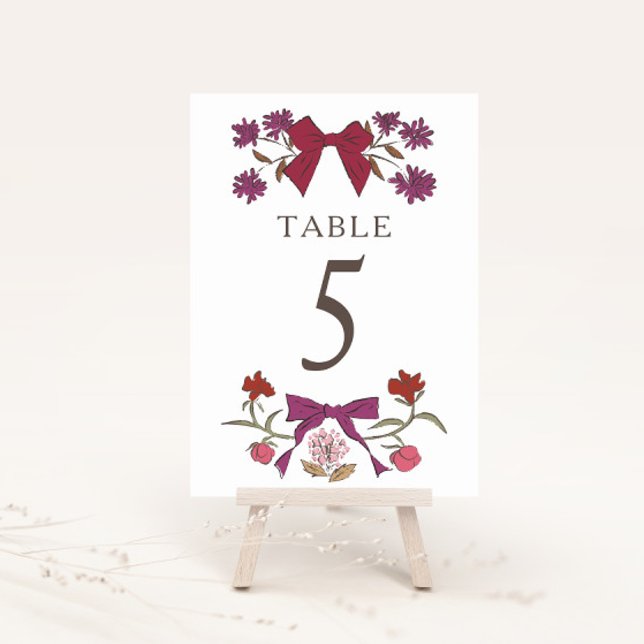 Magenta Boho Bows Numéro de table du Mariage (Créateur téléchargé)