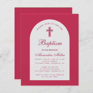 Magenta Budget Girl Baptême Arc Rouge Invitation