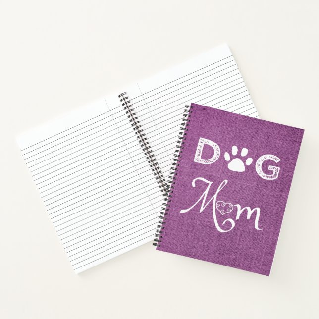 Magenta Burlap Chien Maman Carnet (Intérieur)