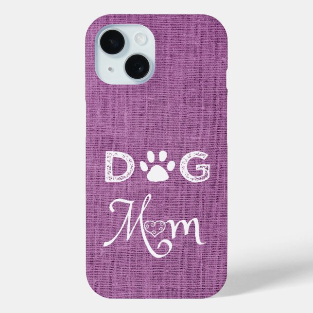 Magenta Burlap Chien Maman coque iphone (Verso)