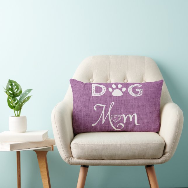 Magenta Burlap Chien Maman Lumbar Coussin (Chaise)