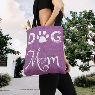 Magenta Burlap Chien Maman Sac fourre-tout