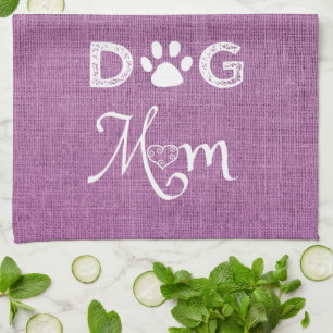 Magenta Burlap Chien Maman Serviette de cuisine