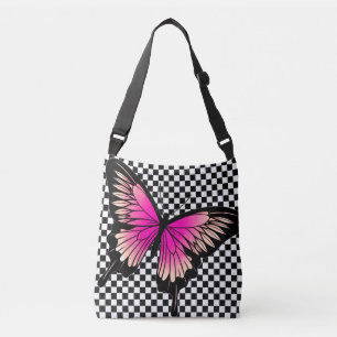 Magenta Butterfly Checker Sac fourre-tout carrosse