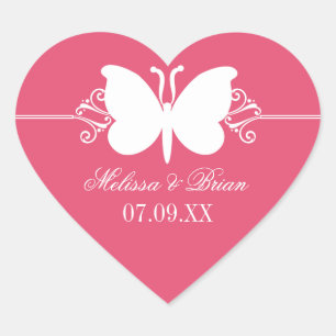 Magenta Butterfly Stickers Mariage