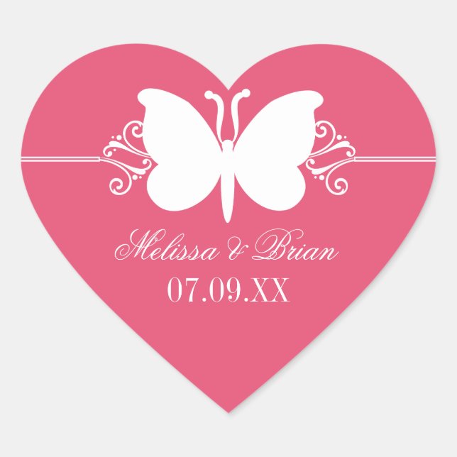 Magenta Butterfly Stickers Mariage (Devant)