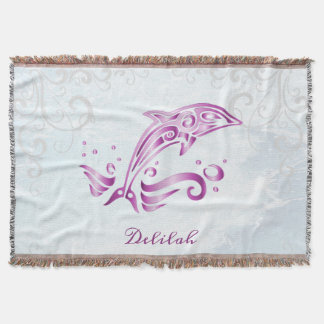 Magenta Dolphin Couverture de lancer personnalisée