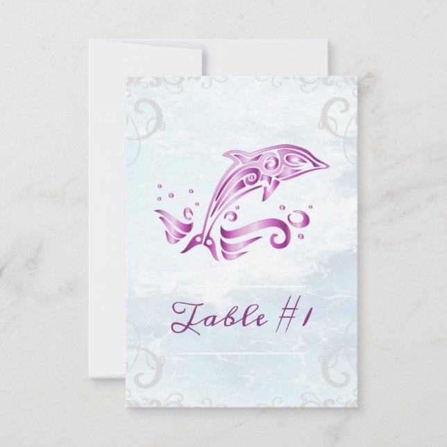 Magenta Dolphin Mariage carte table (Devant)