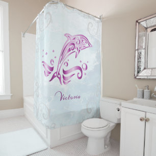 Magenta Dolphin rideau de douche personnalisé