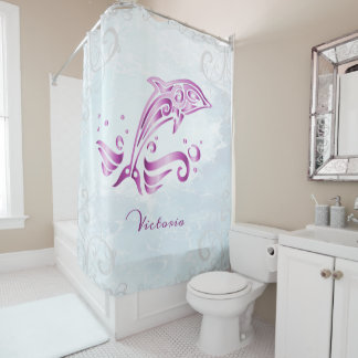 Magenta Dolphin rideau de douche personnalisé