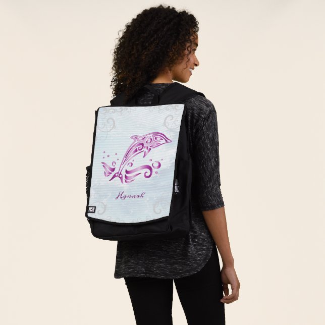 Magenta Dolphin sac à dos personnalisé (Porté)