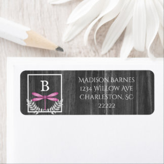 Magenta Dragonfly Rustic Étiquette