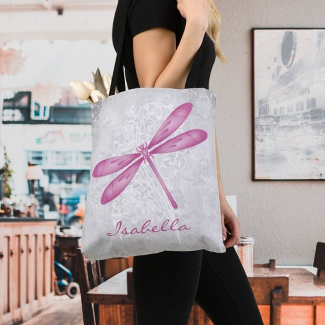 Magenta Dragonfly Sac fourre-tout personnalisé (Magenta Dragonfly Personalized Tote Bag)