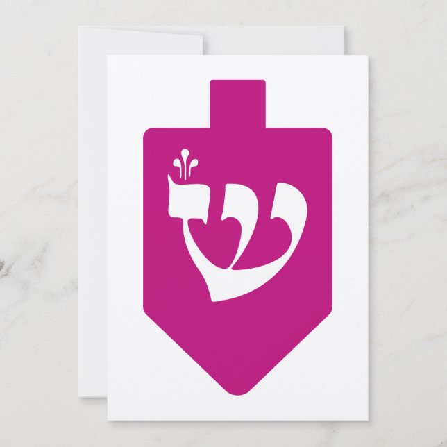 Magenta Dreidel pour Chanukah avec le Shin de la l (Devant)