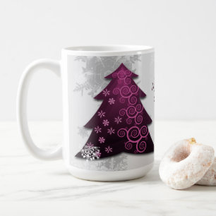 Magenta Festif Arbre de Noël Café Mug