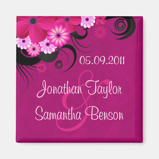 Magenta Fuchsia Magnet Réservez la date florale fo