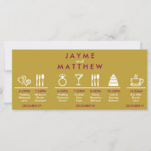 Magenta Gold Mariage Timeline Welcome Bag Note