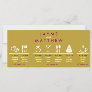 Magenta Gold Mariage Timeline Welcome Bag Note