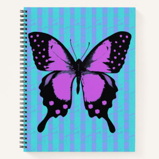 Magenta Grunge Papillon Carnet Spiral